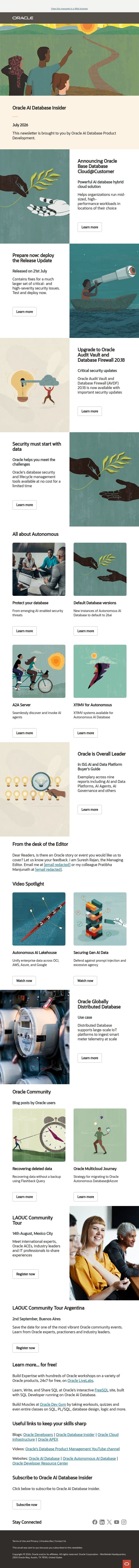 Announcing Oracle Base Database Cloud@Customer email from Oracle screenshot