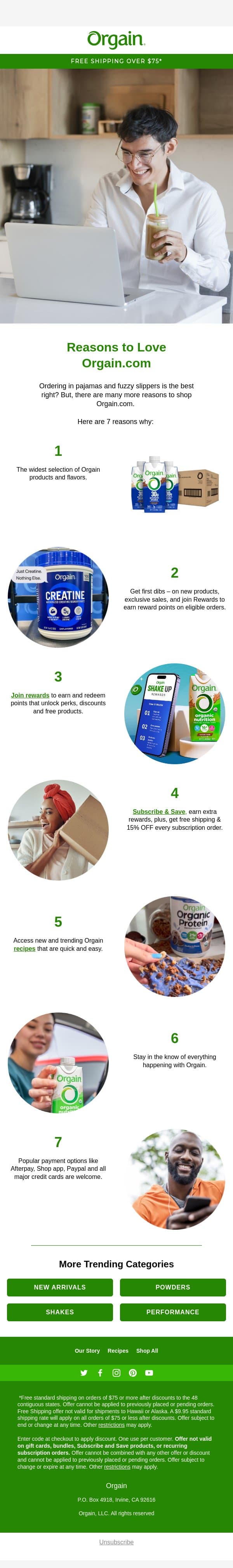 So, why shop online? email from Orgain screenshot