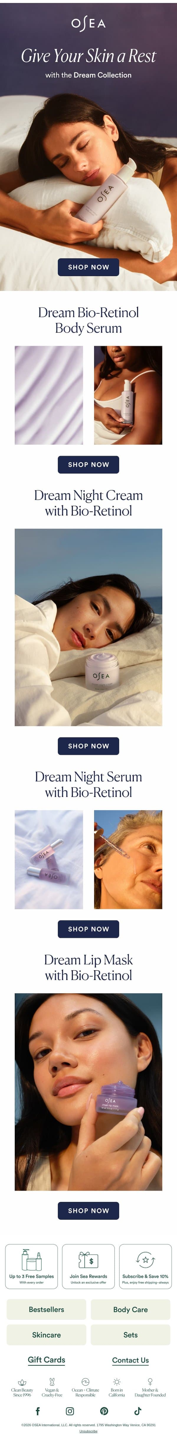 Meet the Dream Collection email from OSEA screenshot