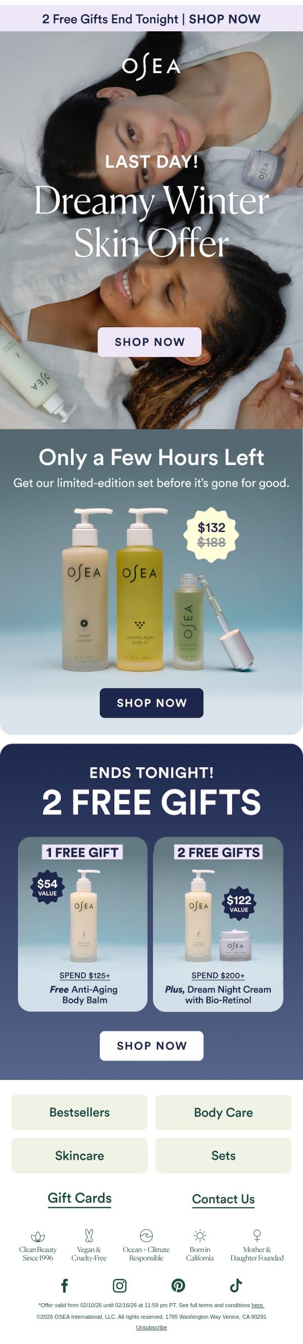 Last Call for Your Full-Size Treats ✨ email from OSEA screenshot