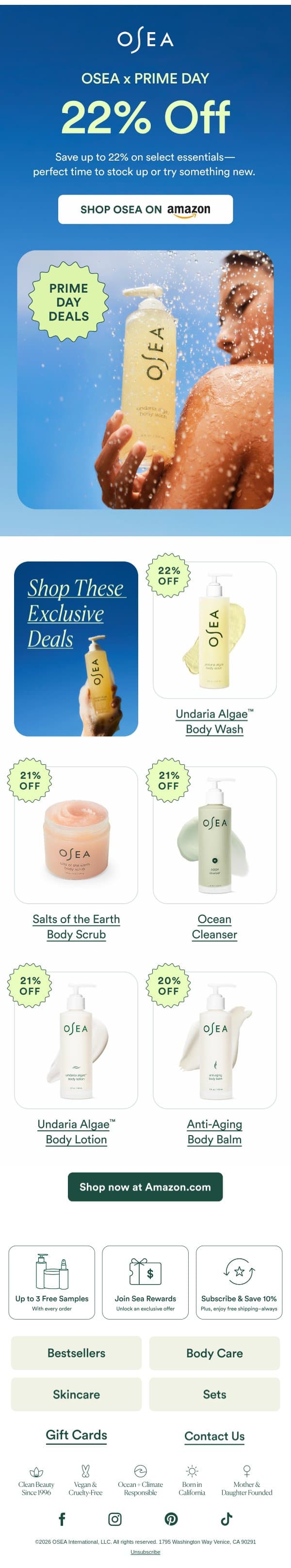 Dive Into Prime Day Deals 🌊 email from OSEA screenshot