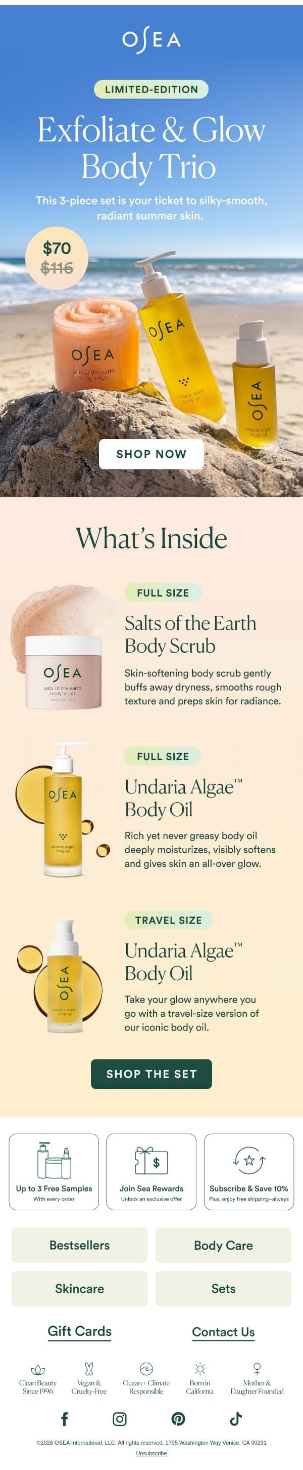 NEW! Exfoliate & Glow Trio email from OSEA screenshot
