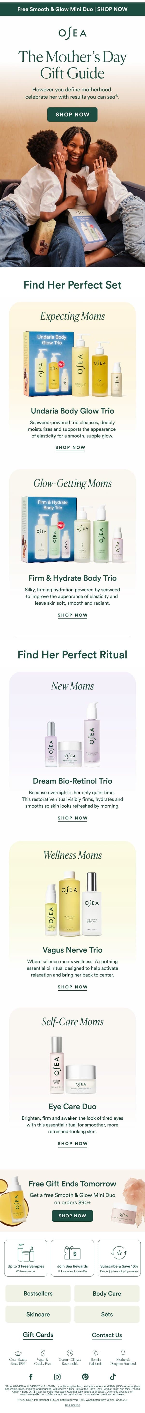 A Gift for Every Kind of Mom email from OSEA screenshot