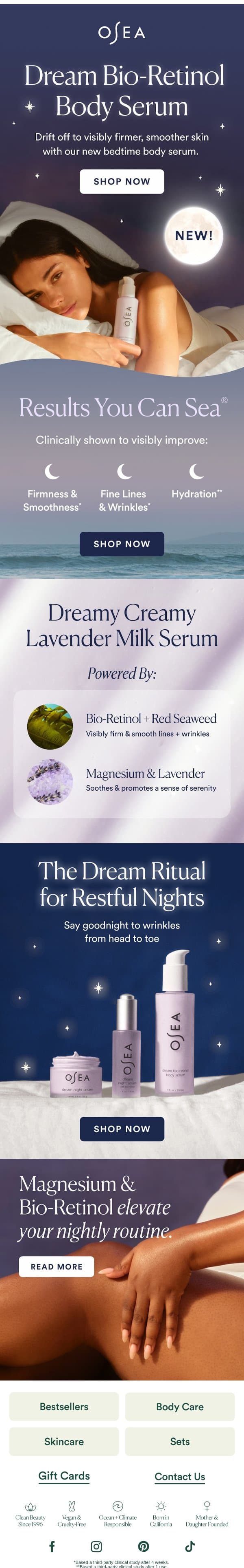 NEW: Your Skin’s Best Night Sleep 💤 email from OSEA screenshot