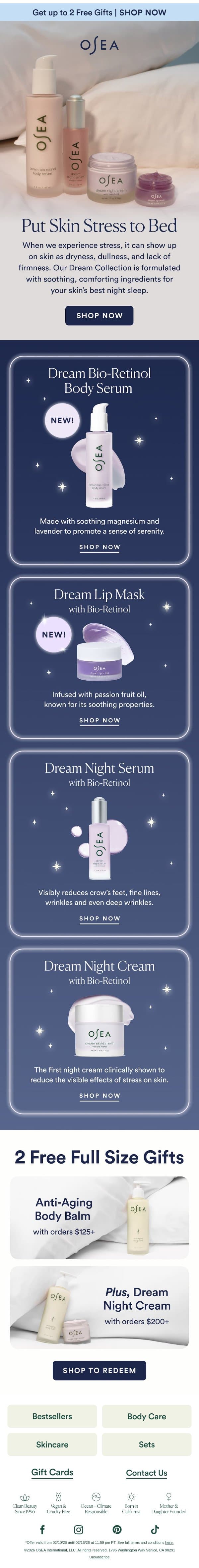 How to Soothe Stressed Skin email from OSEA screenshot