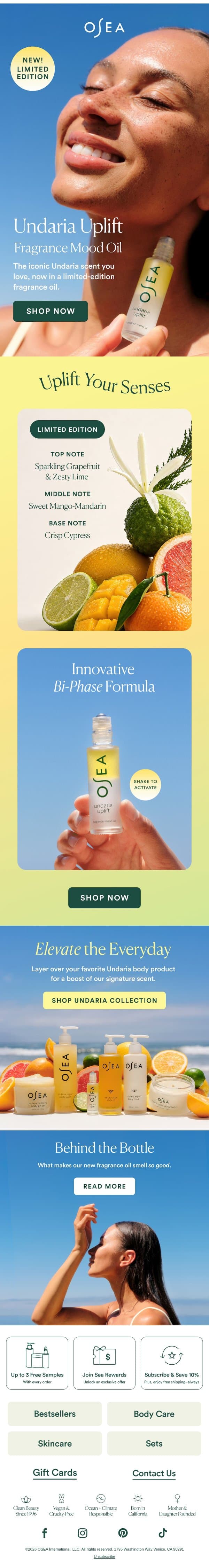 NEW! Undaria Uplift Fragrance Mood Oil ✨ email from OSEA screenshot