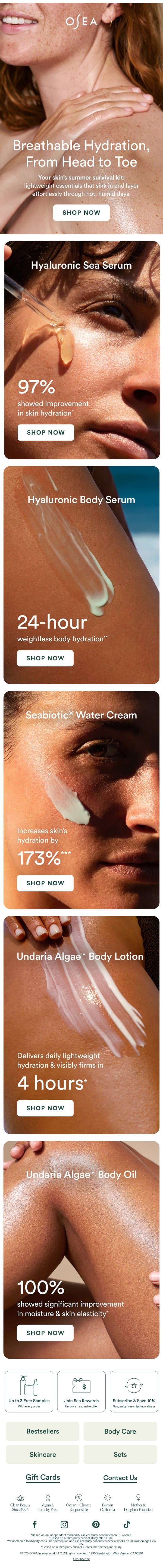 Skincare That Keeps It Cool 💧 email from OSEA screenshot