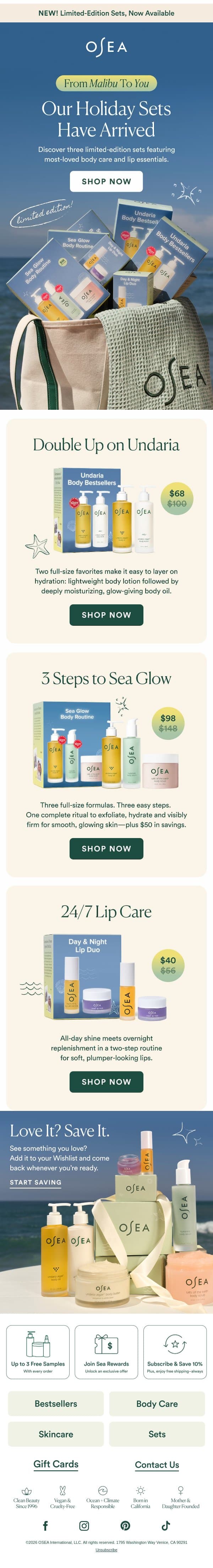Just In: 3 Limited-Edition Sets email from OSEA screenshot