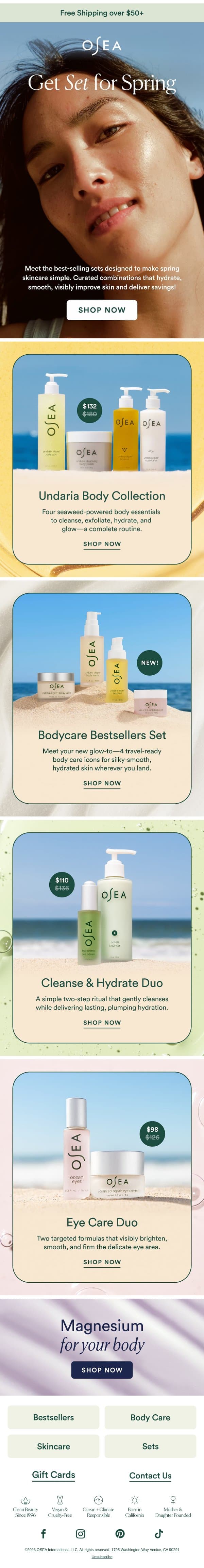 Spring-Ready Skin, Curated For You 🌱 email from OSEA screenshot