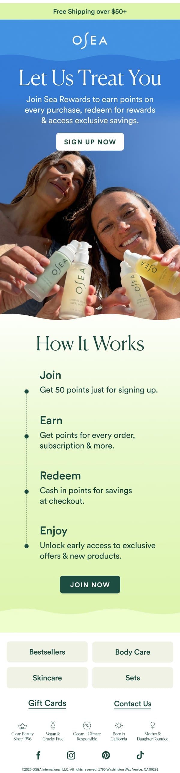 You’re Missing Out on Rewards & Exclusive Savings email from OSEA screenshot
