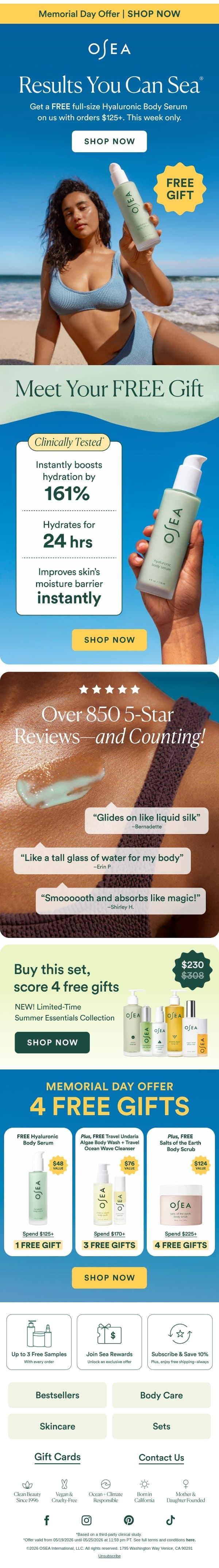 Bestselling Serum, On Us email from OSEA screenshot