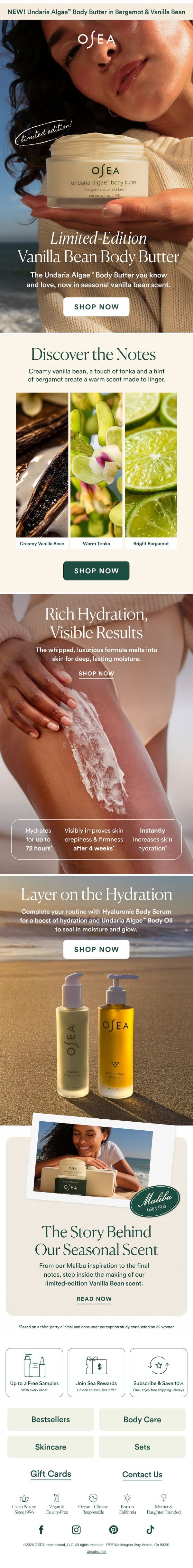 The Scent of the Season Is Here email from OSEA screenshot