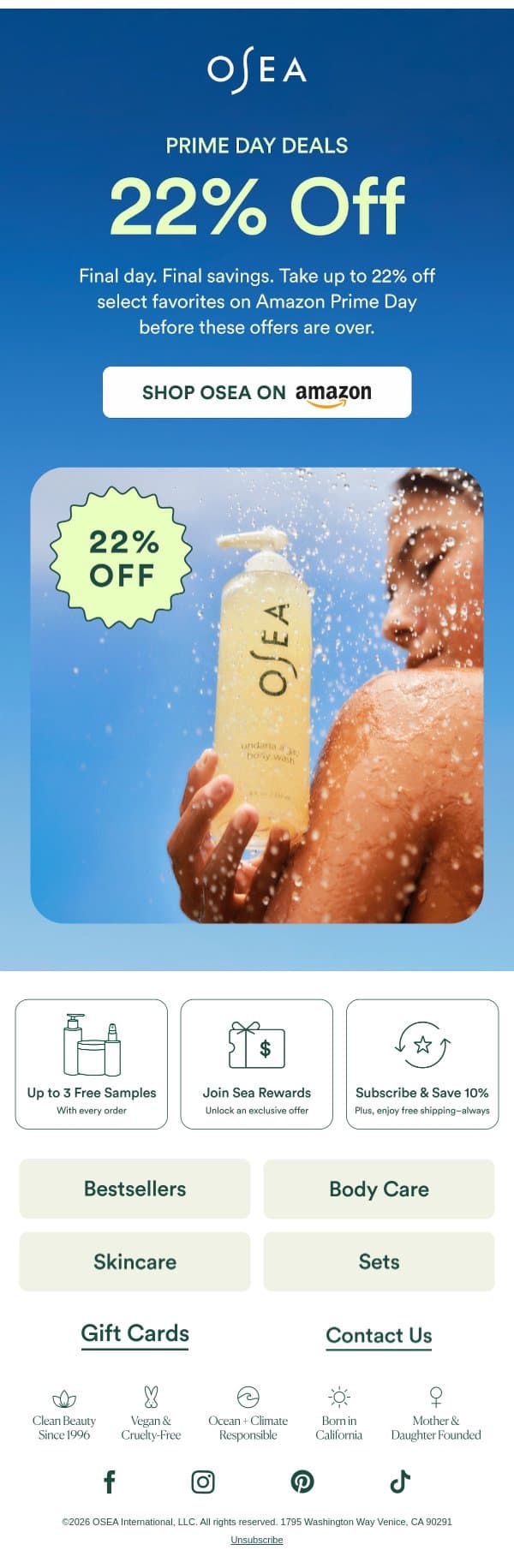 Last Chance To Save 22% email from OSEA screenshot