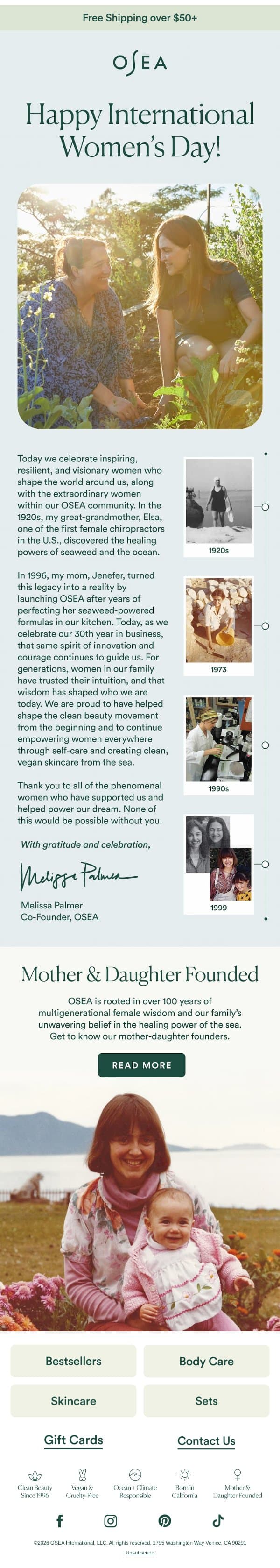 Three Generations of Women email from OSEA screenshot