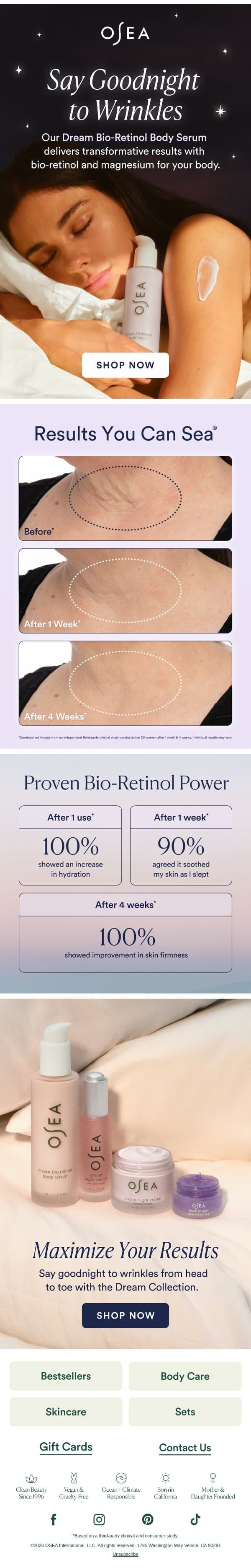 The Body Serum For Big Results email from OSEA screenshot