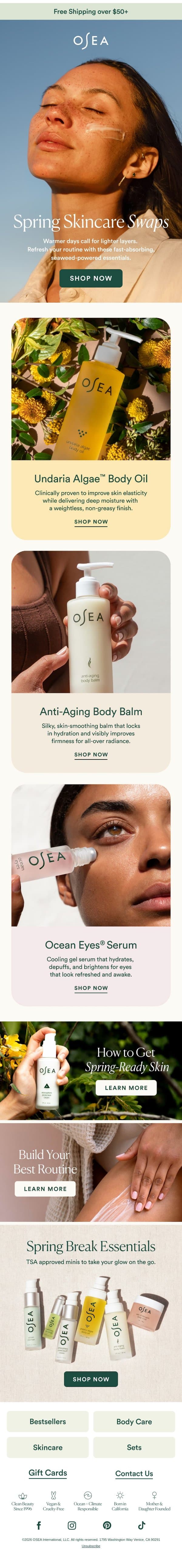 Spring Skincare Swap 🌱 email from OSEA screenshot