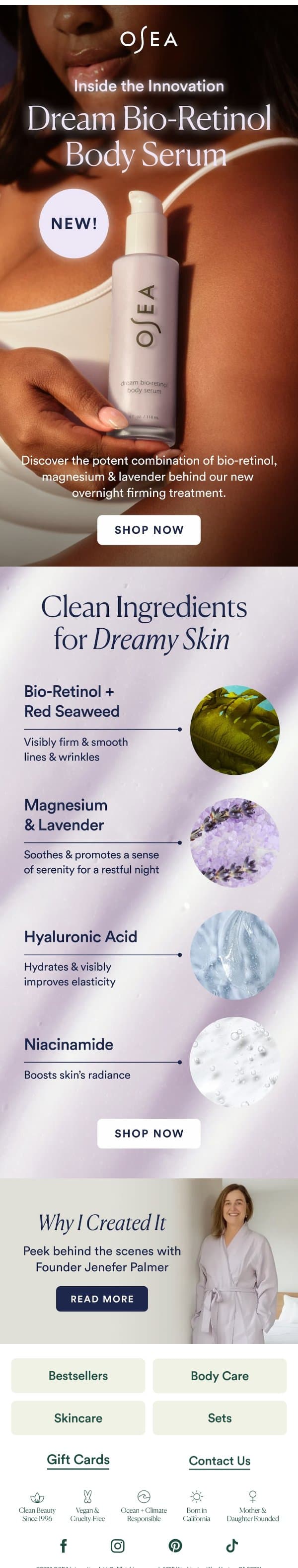 🔎 What’s Inside Our New Firming Serum? email from OSEA screenshot