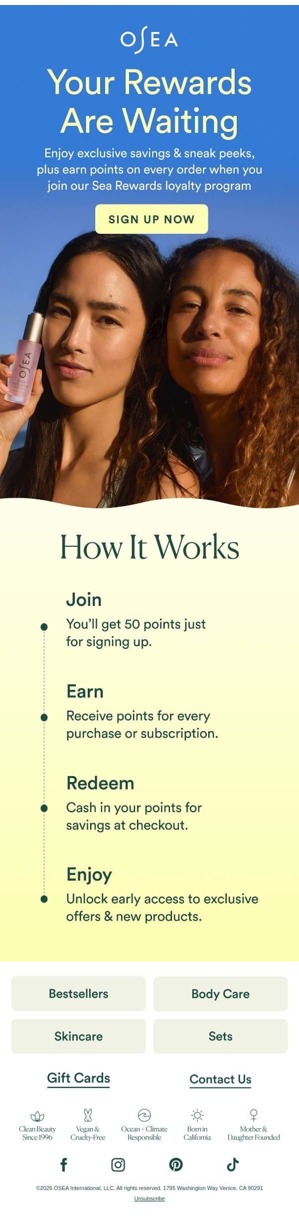 Benefits For Your Skin & Your Wallet email from OSEA screenshot