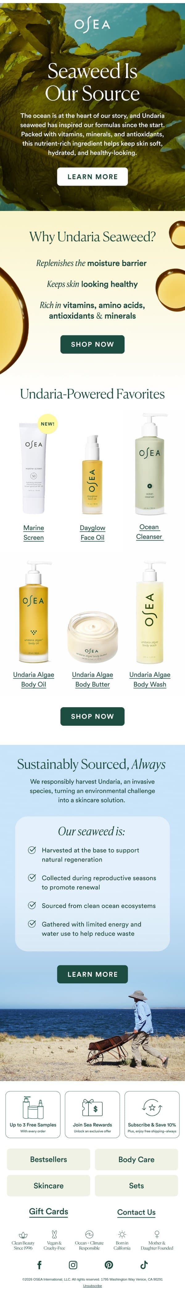 Seaweed-Powered Since Day One 🌿 email from OSEA screenshot