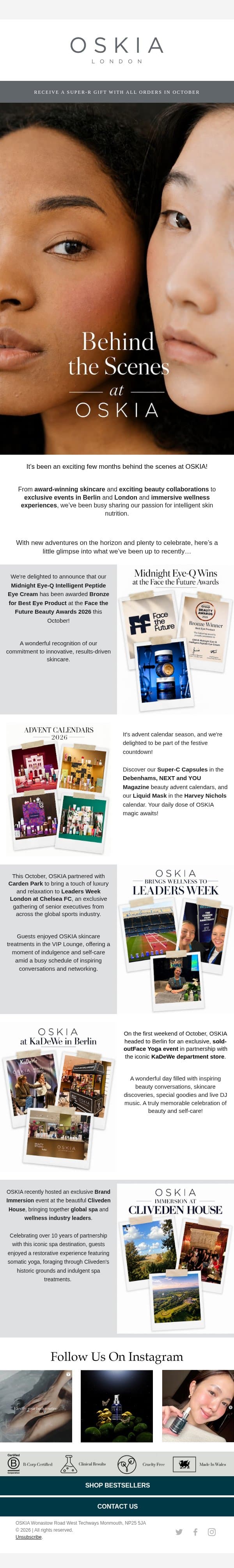 Your Exclusive Peek Inside the World of OSKIA email from Oskia screenshot