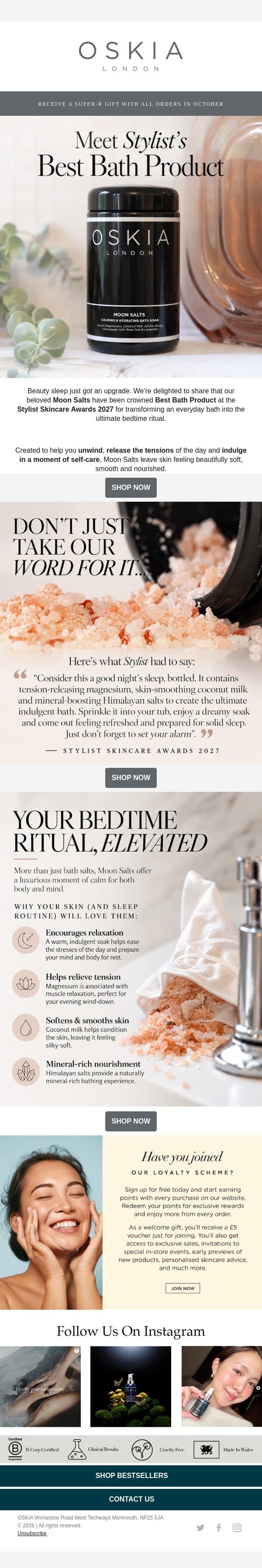 Meet Stylist's Magazine Best Bath Product email from Oskia screenshot