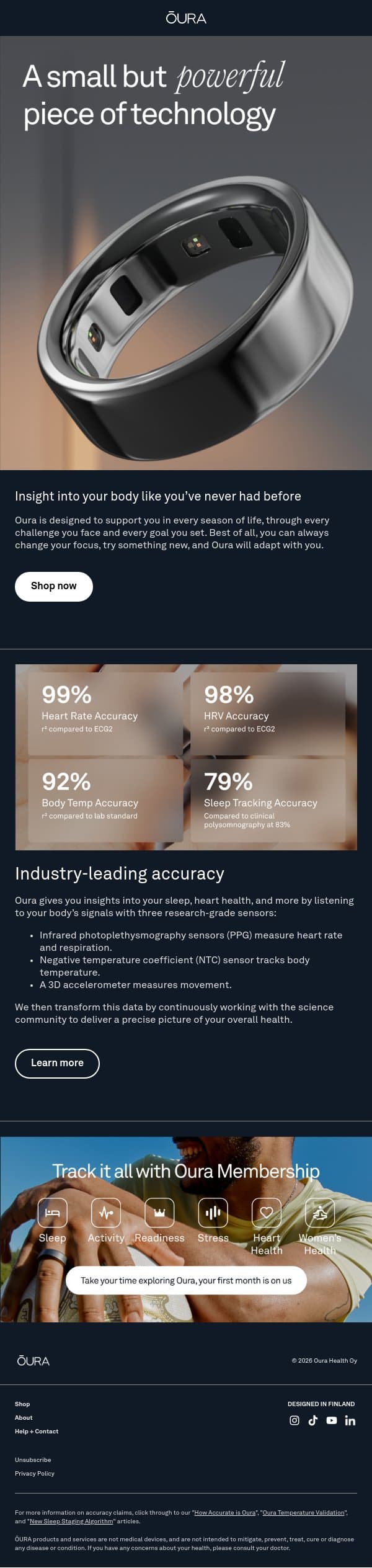 Precision matters when it comes to your health 🔍 email from Oura screenshot