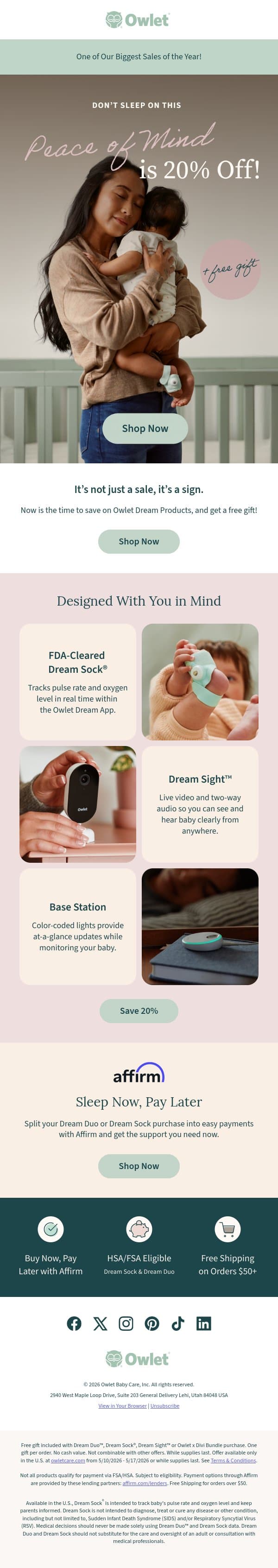 🌟 The sale you've been waiting for! email from Owlet screenshot