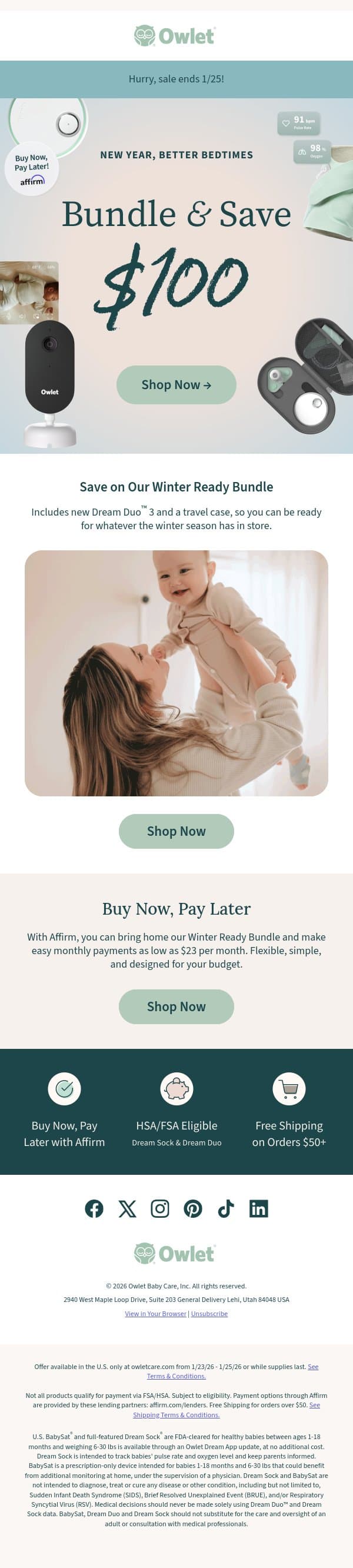 ❄️ Bundle up & save $100! email from Owlet screenshot