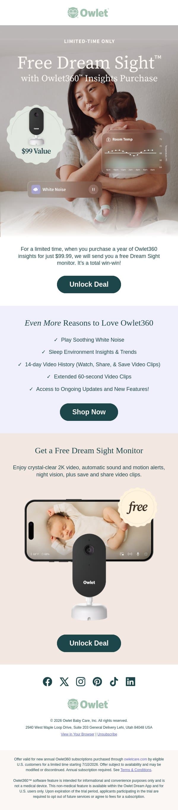 🎁 Look what comes free with purchase! email from Owlet screenshot