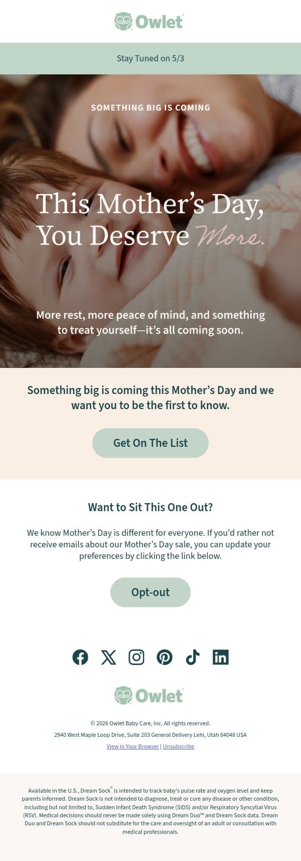 👀 Something special drops tomorrow! email from Owlet screenshot