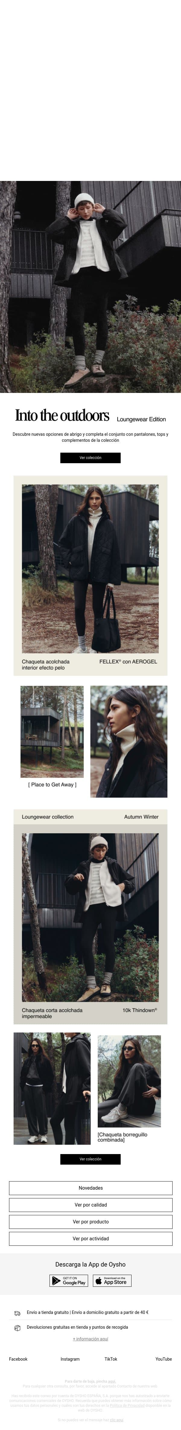 Nuevas chaquetas de temporada email from Oysho screenshot