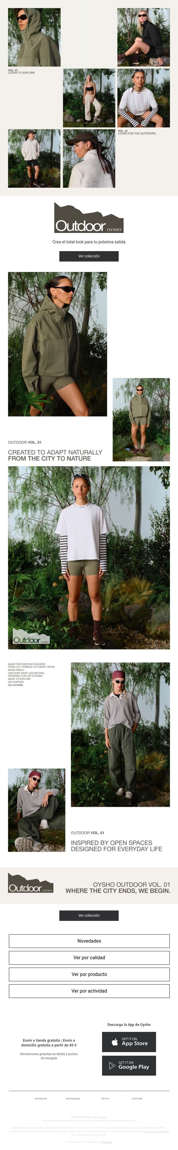 Nueva colección | Outdoor email from Oysho screenshot
