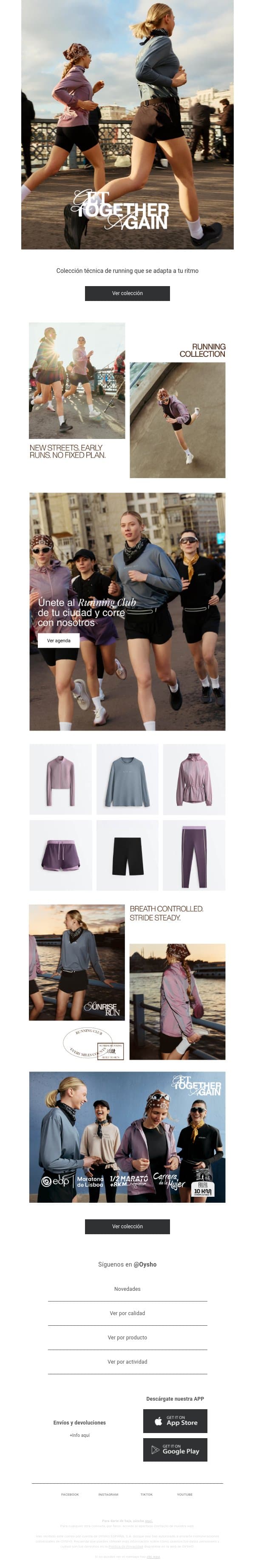 ¿Todo listo para tu próxima carrera? email from Oysho screenshot