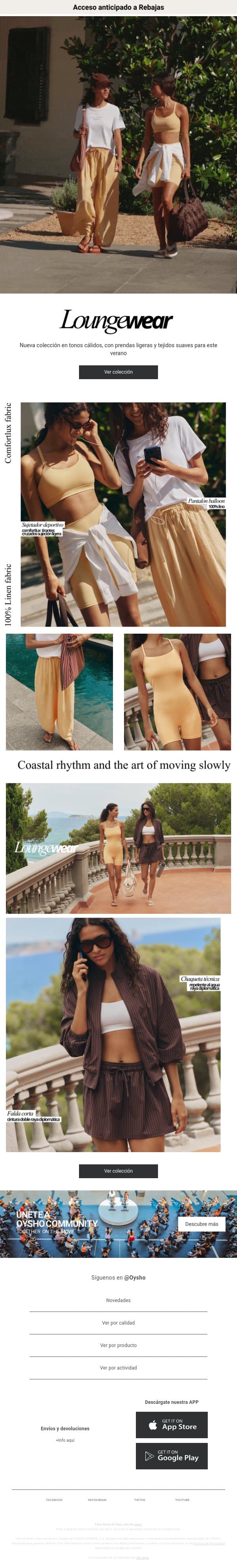 Loungewear Collection email from Oysho screenshot