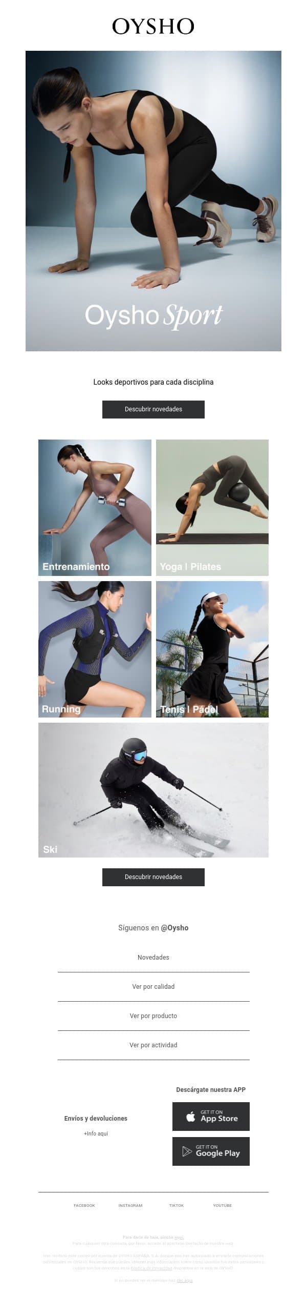 Oysho Sport email from Oysho screenshot