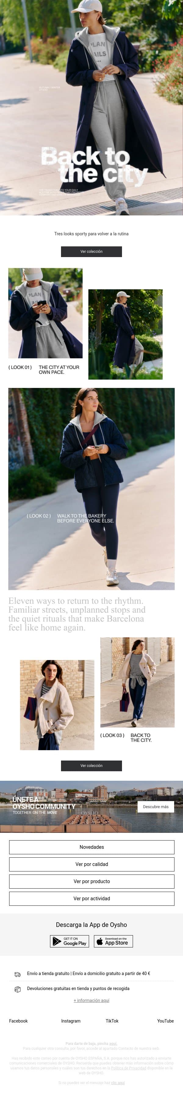 Loungewear | Back to the city email from Oysho screenshot