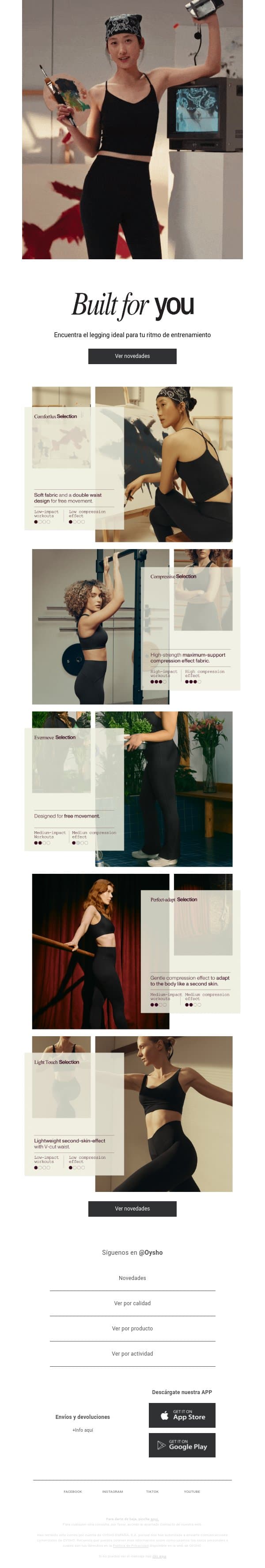 Colección de leggings negros email from Oysho screenshot