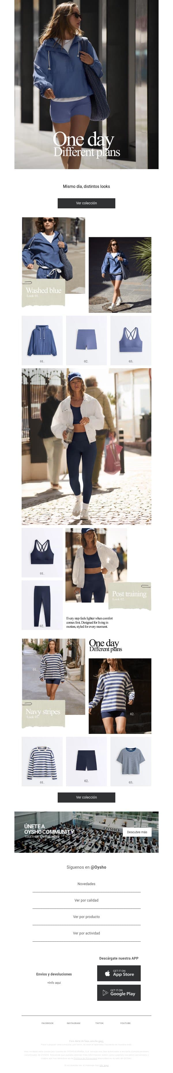 New in | Tonos azules email from Oysho screenshot