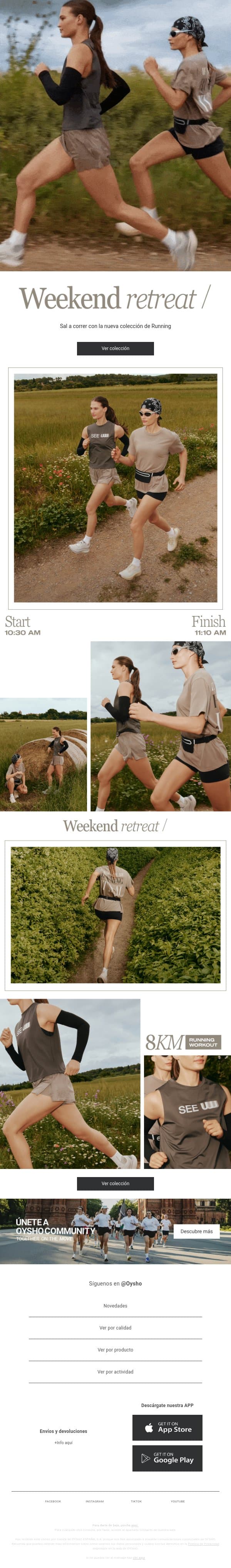 Colección de Running email from Oysho screenshot