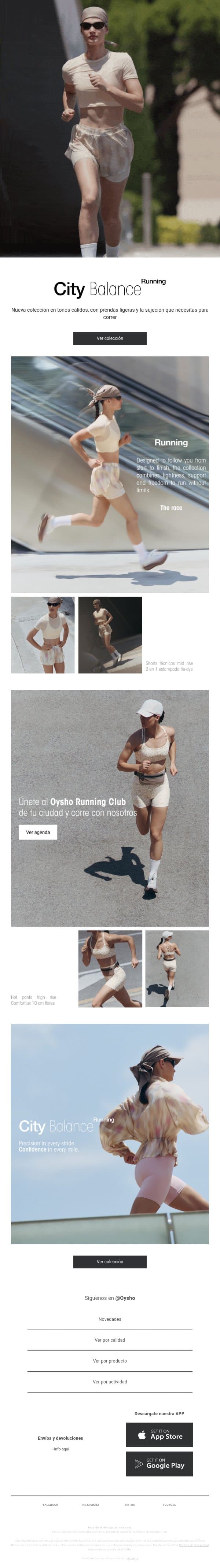 Corre sin límites email from Oysho screenshot