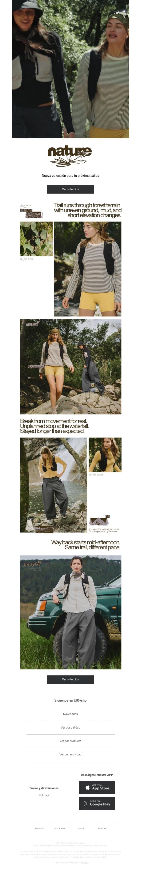Nueva colección | Nature email from Oysho screenshot