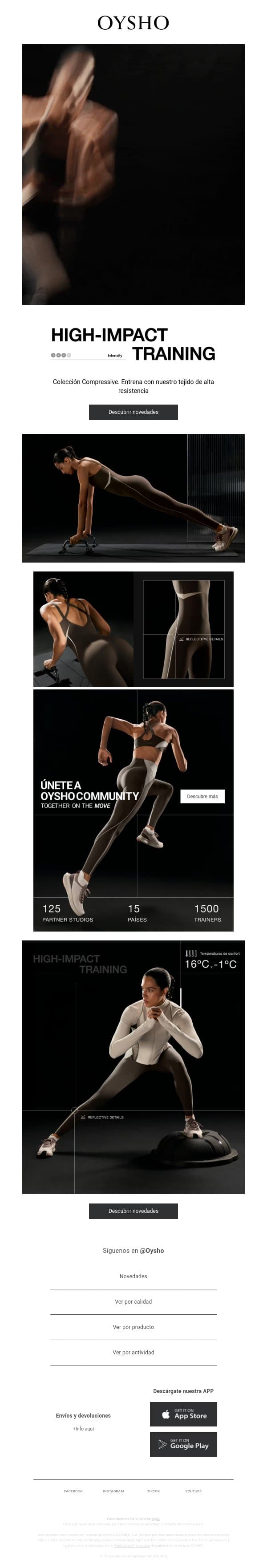 A punto para entrenar email from Oysho screenshot
