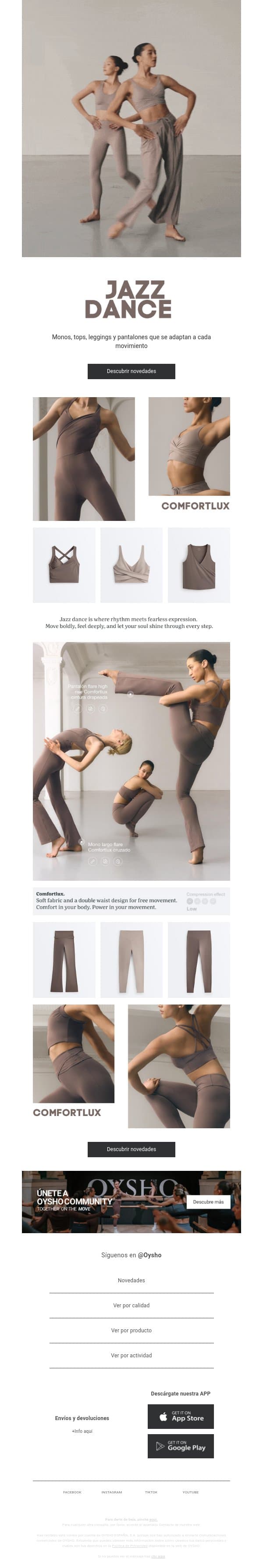 Yoga & Pilates email from Oysho screenshot