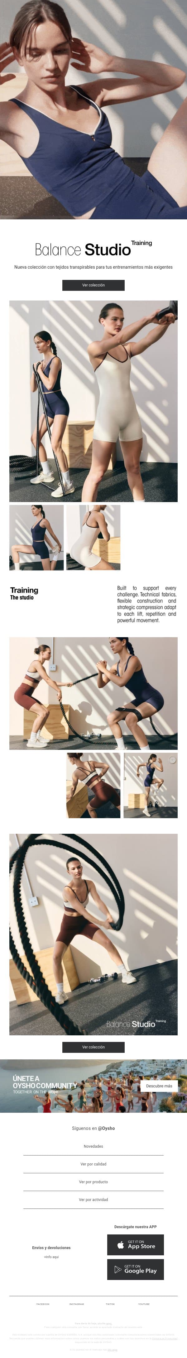 Entrena con la nueva colección email from Oysho screenshot