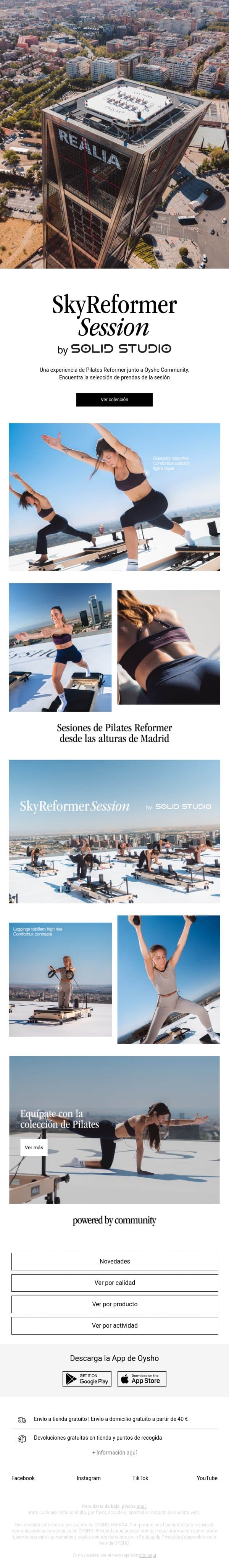 Pilates Reformer | Get the look email from Oysho screenshot