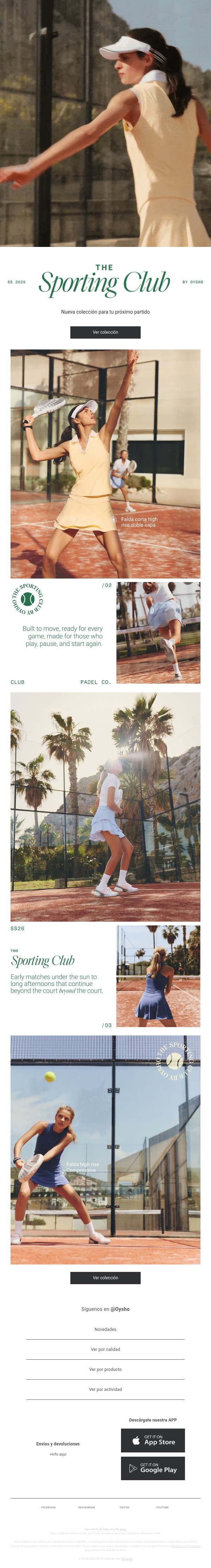 New in | Pádel email from Oysho screenshot