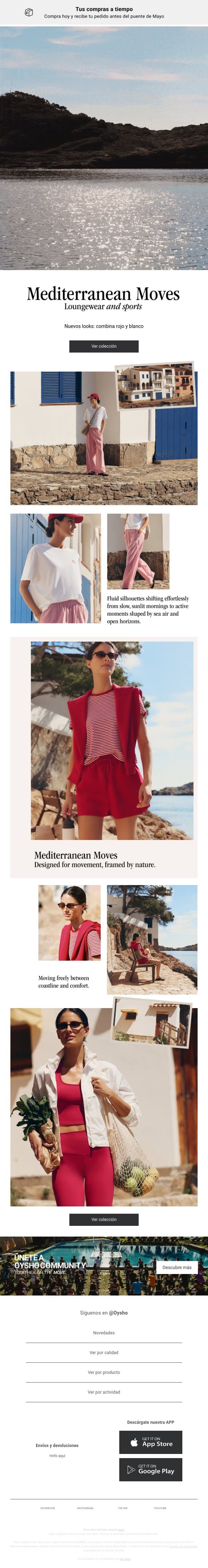 Novedades I Rojos email from Oysho screenshot