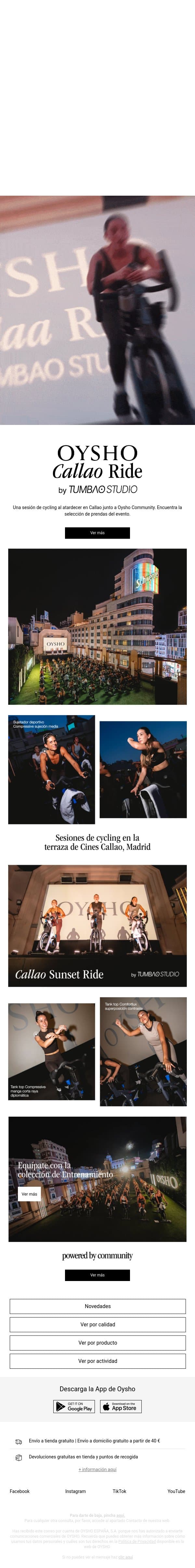 Así fue entrenar en Callao email from Oysho screenshot