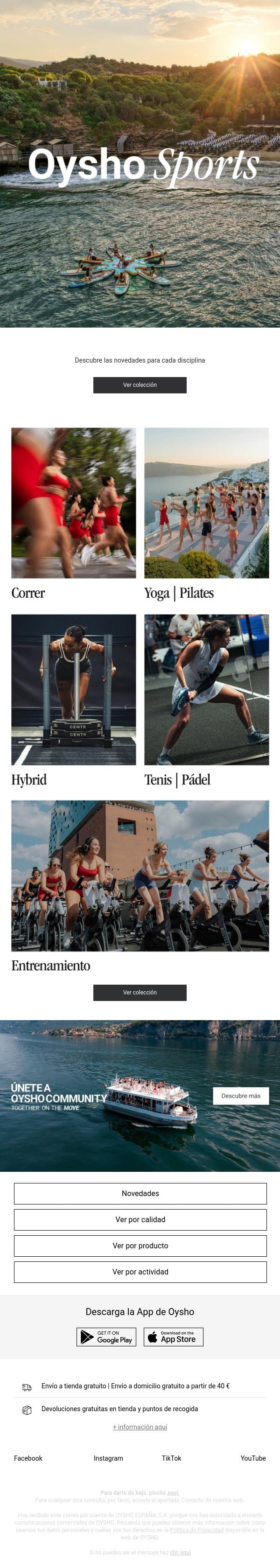 Oysho Sports email from Oysho screenshot