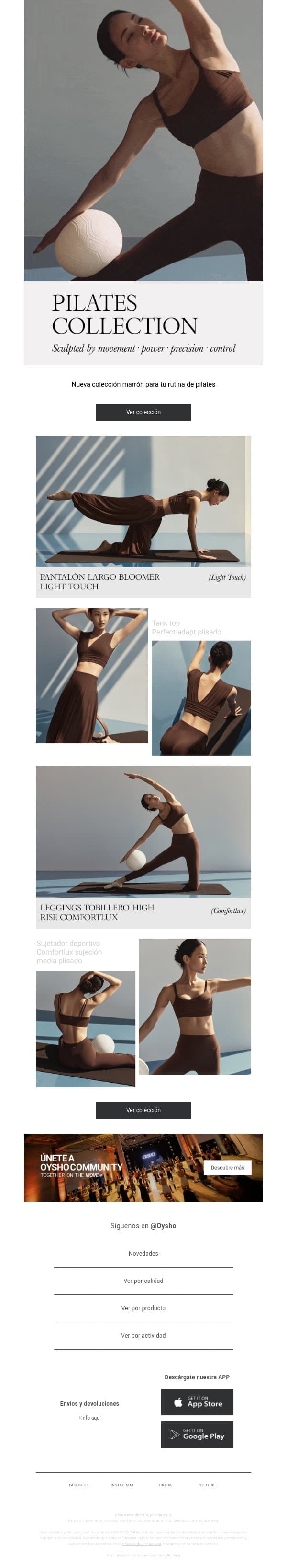 Nuevo color | Pilates email from Oysho screenshot